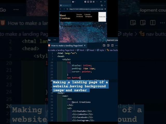 Making a landing page with background image tutorial | Tutorial | CSS | Background Image | Navbar |