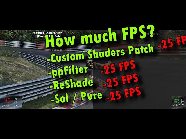 FPS Comparison - Custom Shaders Patch | ppFilter | ReShade | SOL vs Pure