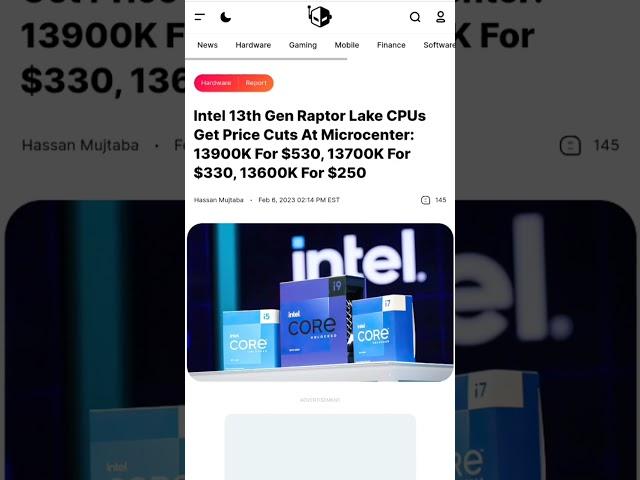 Intel  CPU Prices Slashed By Microcenter: 13900K For $530US, 13700K For $330 US, 13600K $250 US