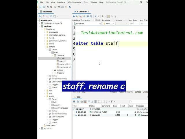 How to Rename a Column in an Existing SQL Table? SQL Interview Questions and Answers #sql