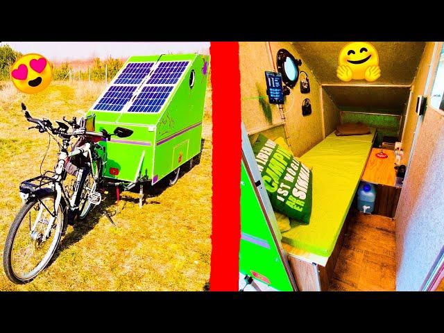 SOWAS HAST DU NOCH NICHT GESEHEN!!! ROOMTOUR  SOLAR Fahrradwohnwagen MINICAMPER