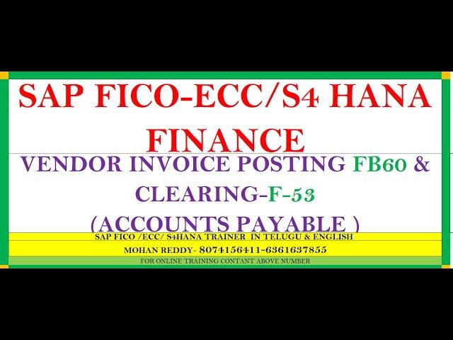 VENDOR INVOICE POSTING & CLEARING  PROCESS IN SAP FICO/S4HANA FINANCE-8074156411