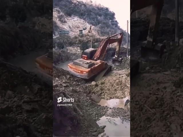 Excavator Operators Epic Bog Escape! #shorts