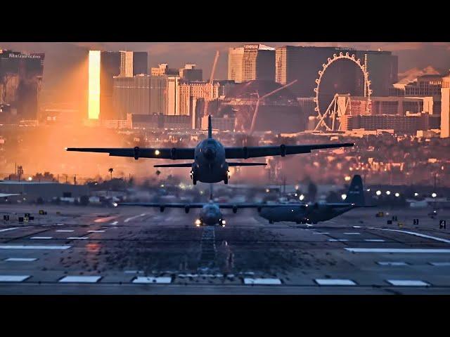 Multiple Aircraft Takeoff & Land At Nellis AFB (2022)