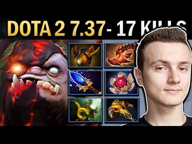 Pudge Gameplay Miracle with 17 Kills and Lotus Orb - Dota 7.37