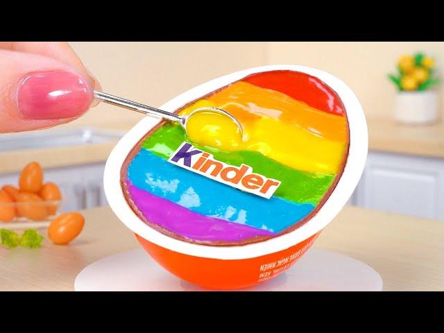 Satisfying Miniature Rainbow Kinder Cake Decorating  Awesome Miniature Rainbow Cake Recipe