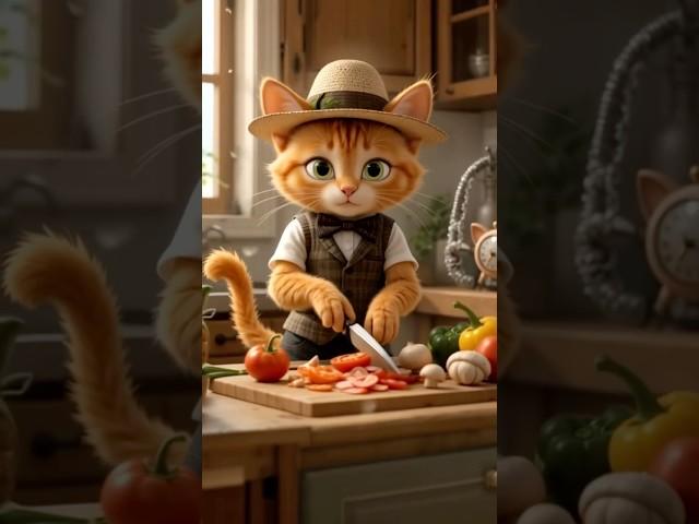 MasterChef Cat cooking a Pizza