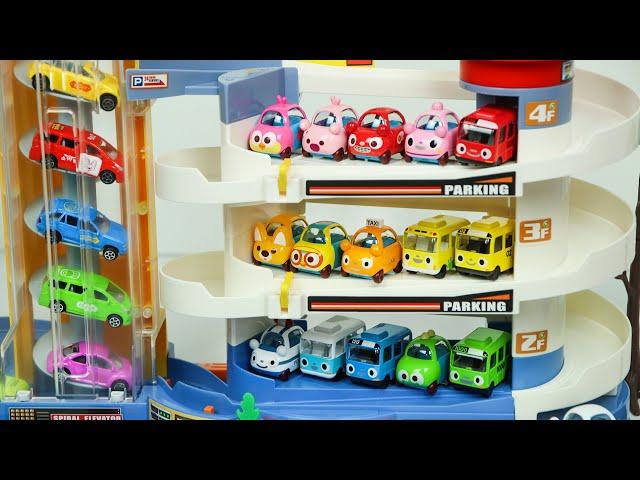 뽀로로 미니카와 타요 자동차 토미카 빌딩 주차장 놀이 장난감 Tayo and Tomica Building Parking Lot Car Toys