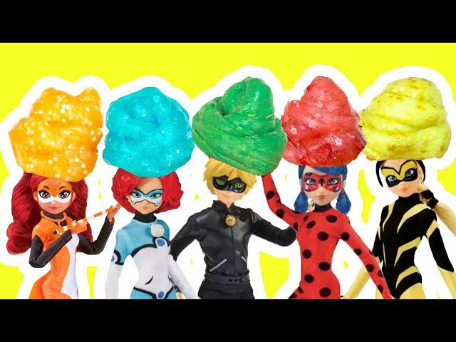 Miraculous Ladybug DIY Slime Making Tutorial with Cat Noir, Rena Rouge, Vesperia