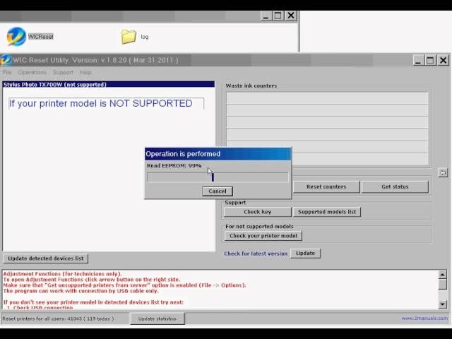 WIC Reset Utility - add your printer to supported list and reset the waste ink counter