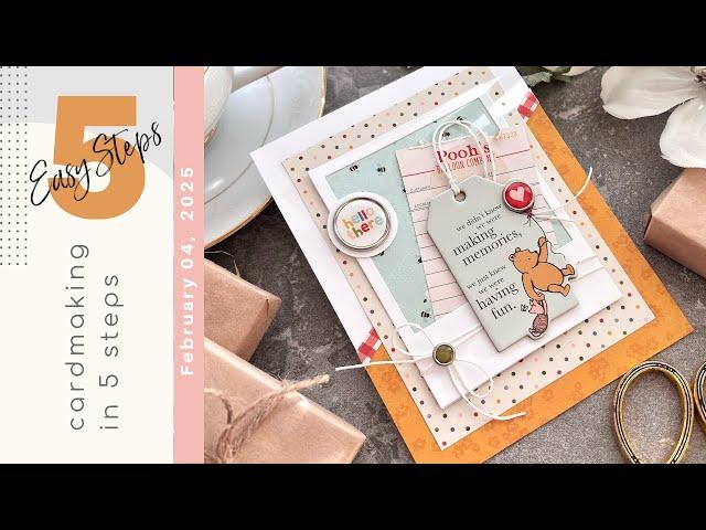 CARDMAKING IN 5 EASY STEPS | Spellbinders - Simple Stories Say Cheese Classic Pooh | 006