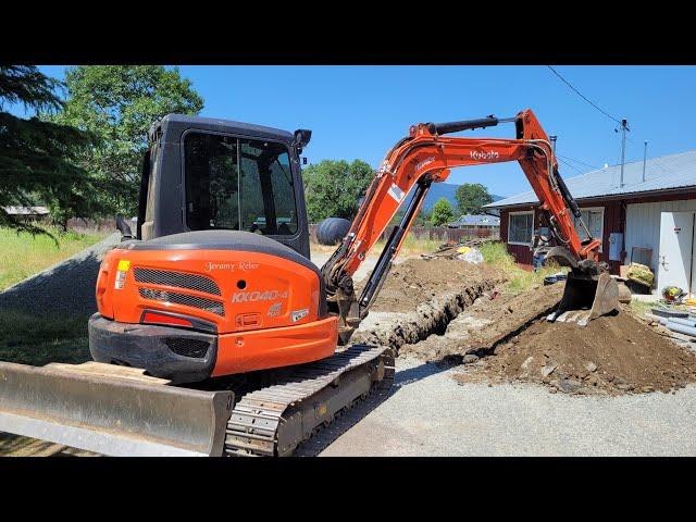 Stabbing for pipes with the Kubota KX-040 and Murphy Electric