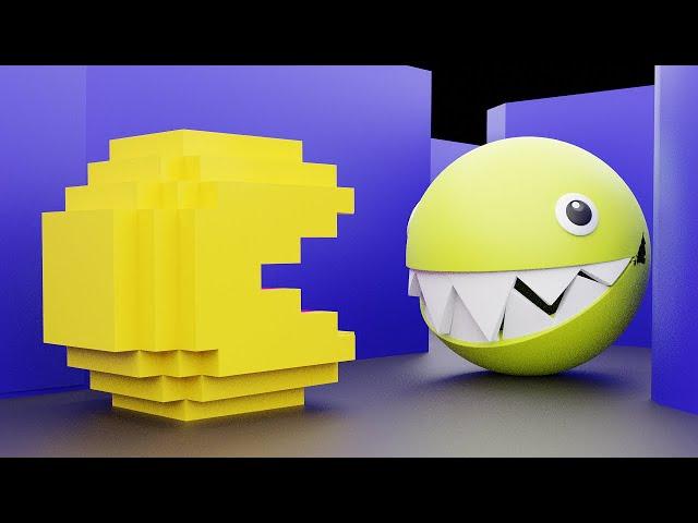 Pacman 2D meets Gold Chain Chomp - world 2D&3D