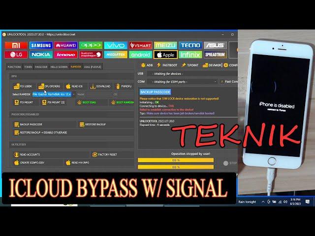 HOW BYPASS ICLOUD ID VIA UNLOCKTOOL FULL TUTORIAL WITH SIGNAL FOR DISABLED UNAVAILABLE PASSCODE