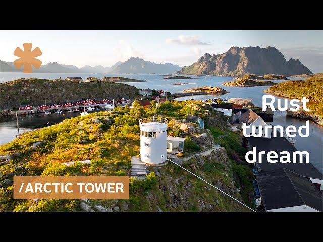 Couple transforms oil tank into panoramic home on tiny fjord Island