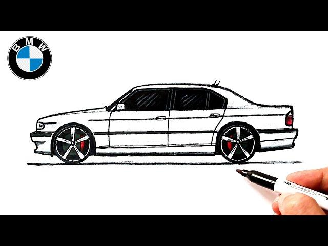 How to draw a BMW E38 | Ehedov Elnur