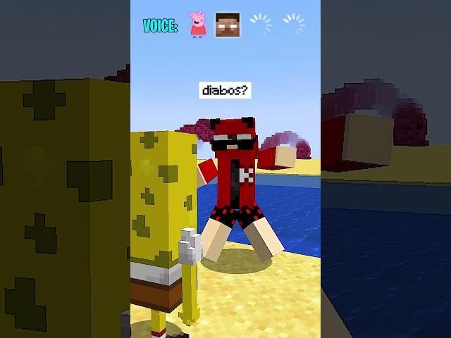 MINECRAFT, MAS O BOB ESPONJA MUDA DE VOZ QUANDO TOCA NA COR AZUL!  #shorts