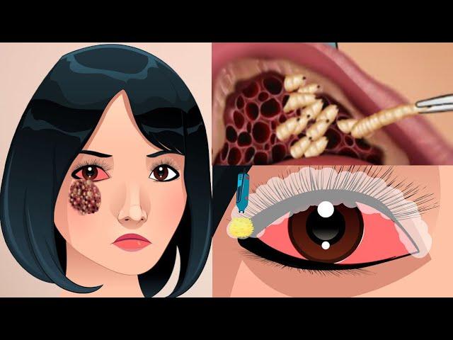 ASMR Eyelid Big Acne Extrusion, Lashes Lice Removal & Lice Deep Cleaning Animation | JINJJA 진짜 ASMR