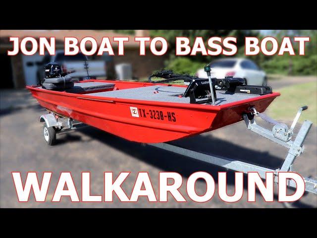 JON BOAT TO BASS BOAT FULL BUILD WALK AROUND TOUR!!