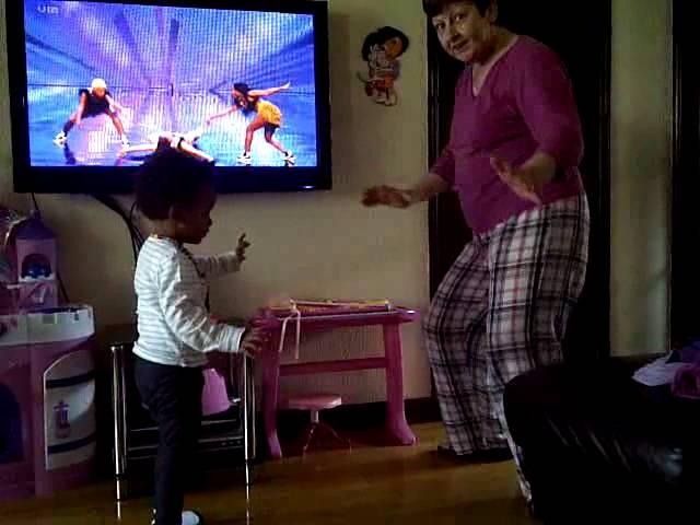 Tia copying dancers on BGT