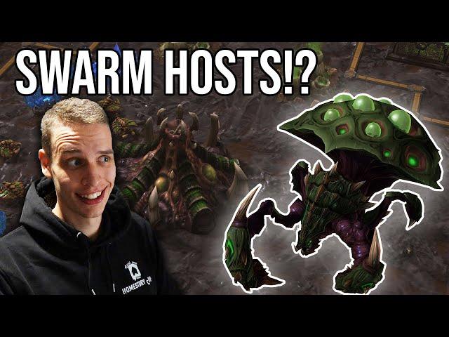 Protoss player tries 2 base swarm host!