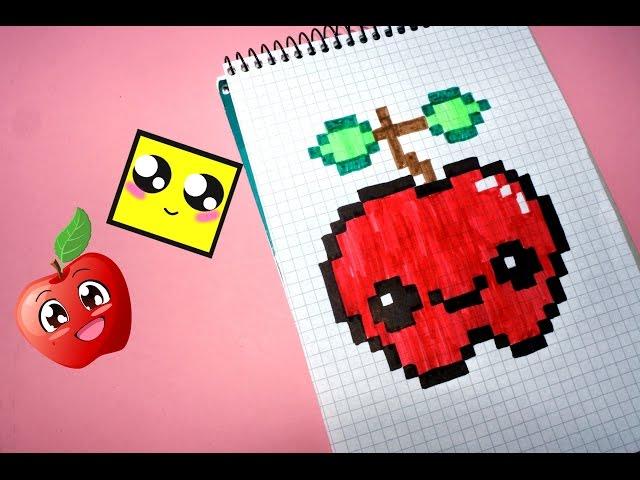 Рисуем по клеточкам- МИЛОЕ ЯБЛОКО  (APPLE/KAWAII)PIXEL ART