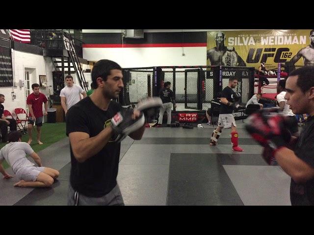 Boxing striking mitts at Longo and Weidman academy