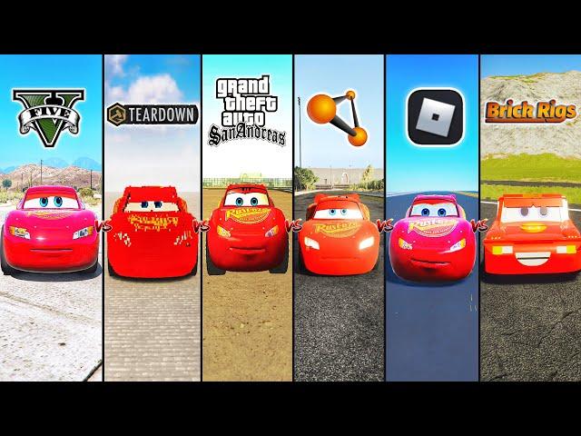 GTA 5 LIGHTNING MCQUEEN VS TEARDOWN VS GTA SA VS BEAMNG VS ROBLOX VS BRICK RIGS - WHICH IS BEST?