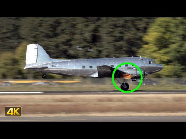 Douglas DC-3 Engine Start and Take Off (N18121) | Engine BACKFIRE on Take Off