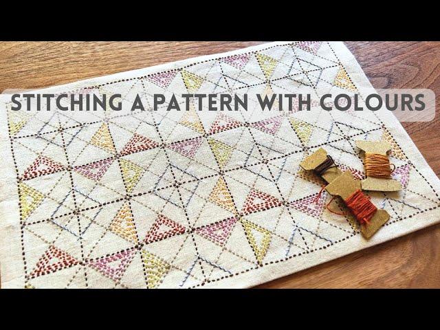 Your next slow stitching project? Stitching a geometric pattern with colours!