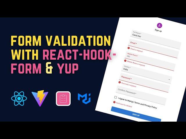 Create Signup Form with Validation | React-Hook-Form & Yup