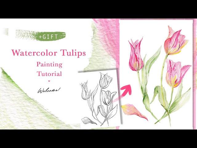 How to Paint TULIPS / Tutorial / You can Download this sketch