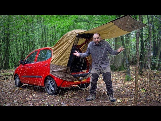 Rainy Night in the Smallest Car Camper