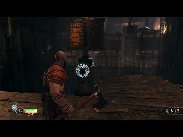 God of War решить загадку с опускающимся потолком, открыть сундук с рунами, решить загадку с рунами