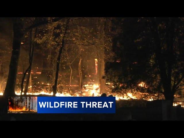 Firefighters battling brush fire on Neversink Mountain in Reading