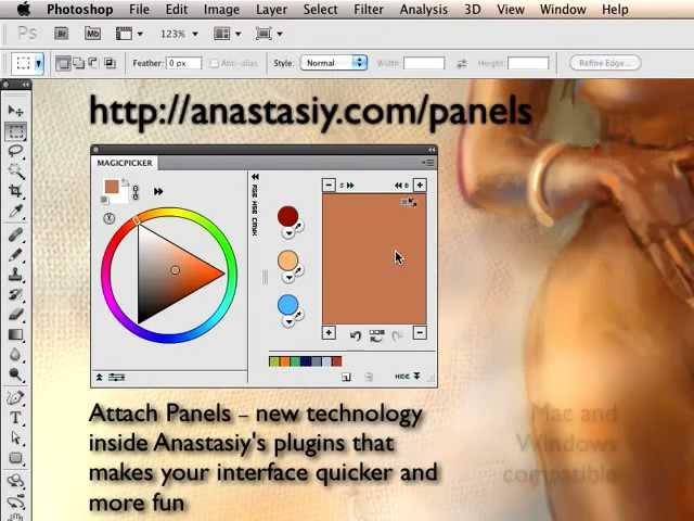 Color wheel and color mixing in one Adobe Photoshop extension panel