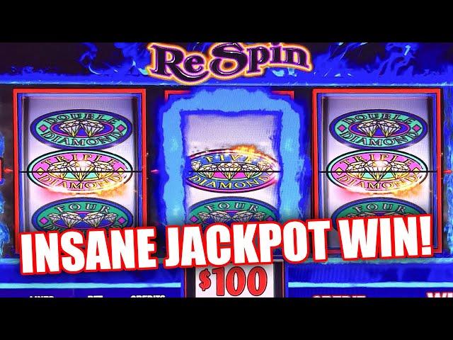 HIGH LIMIT JACKPOT WIN ON DOUBLE DIAMOND RESPIN  CRAZY JACKPOT CASINO WIN 