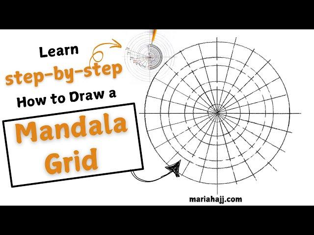 Learn how to draw a mandala grid in a step by step tutorial