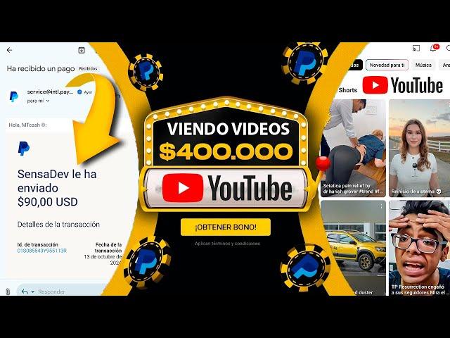 !MIRA VIDEOS y GANA CON TU CELULAR Dinero Ahora! $10.00 en 1 DIA Viendo VIDEOS