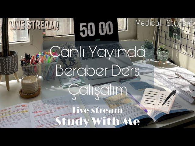 STUDY WITH ME LIVE 6 hours | Canlı Yayında 6 saat Ders Çalışalım 60x6 Pomodoro | #studywithgizem