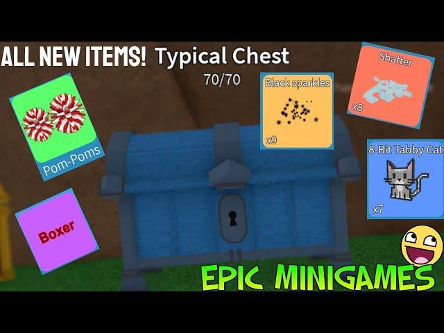 Showcasing all items in TYPICAL CHEST in Epic Minigames!