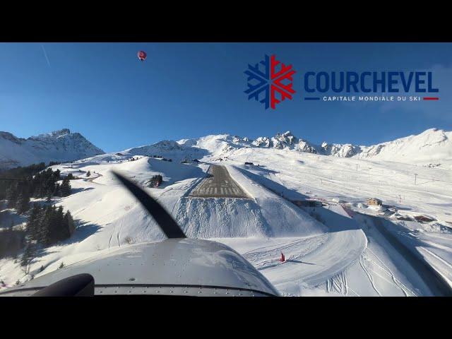 4K - Cockpit view - Landing at Courchevel Airport (LFLJ)   Cessna 172, Alpine Airlines (3 vallées)