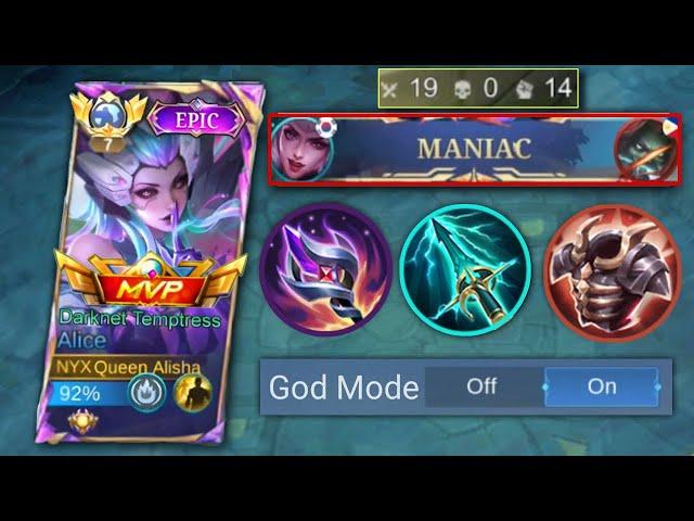 MANIAC!!  OUTPLAYED MY ENEMIES EVEN WITH LOW HP! ALICE CHASED THEM TILL BASE| MLBB