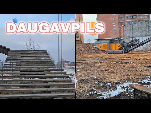 Daugavpils Latvija Пешеходный мост на Новом Форштадте Дробилка-монстр Измельчитель камней