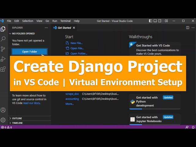 How to create a Django project in visual studio code, Virtual Environment, Home Page #1