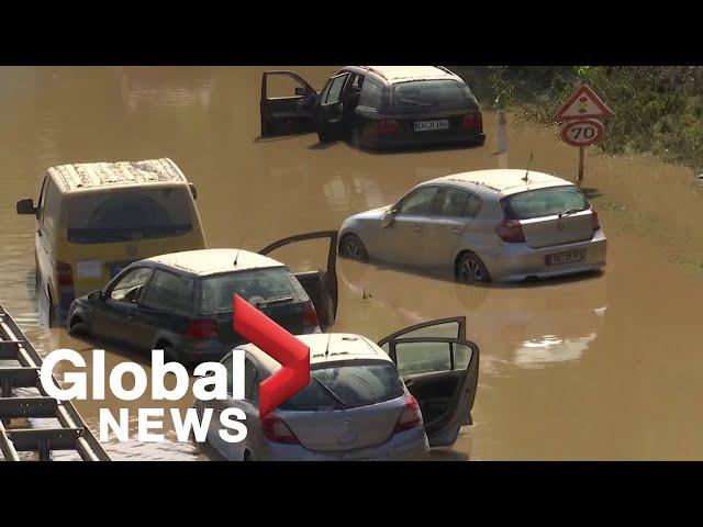 Rescuers in Germany search stranded vehicles as flood waters recede