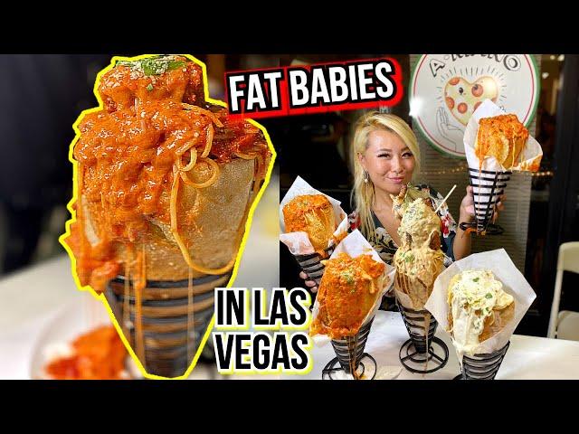 MASSIVE "FAT BABIES" PASTA IN BREAD CONES in Las Vegas!! #RainaisCrazy