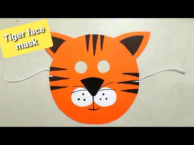 Tiger face mask | how to make tiger face mask | animal mask making #mask #animalmask