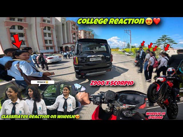 First Day in College With My Kawasaki z900  | Girls Reaction on Loud Superbike