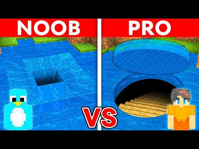 NOOB vs PRO: SECRET ROUND UNDERWATER TUNNEL Build Challenge in Minecraft